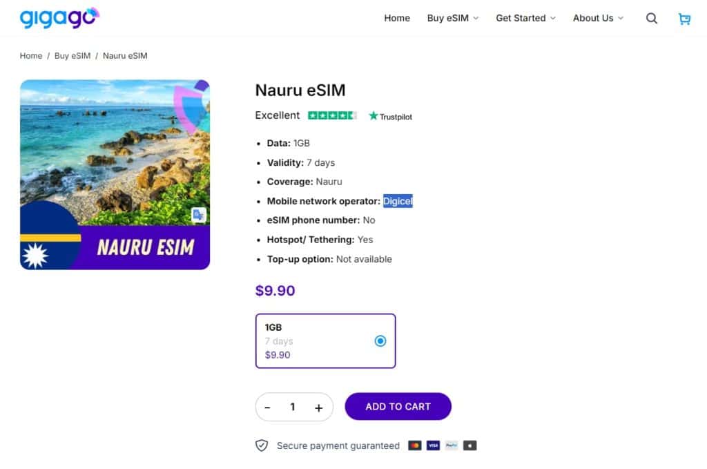 Nauru eSIM from Gigago