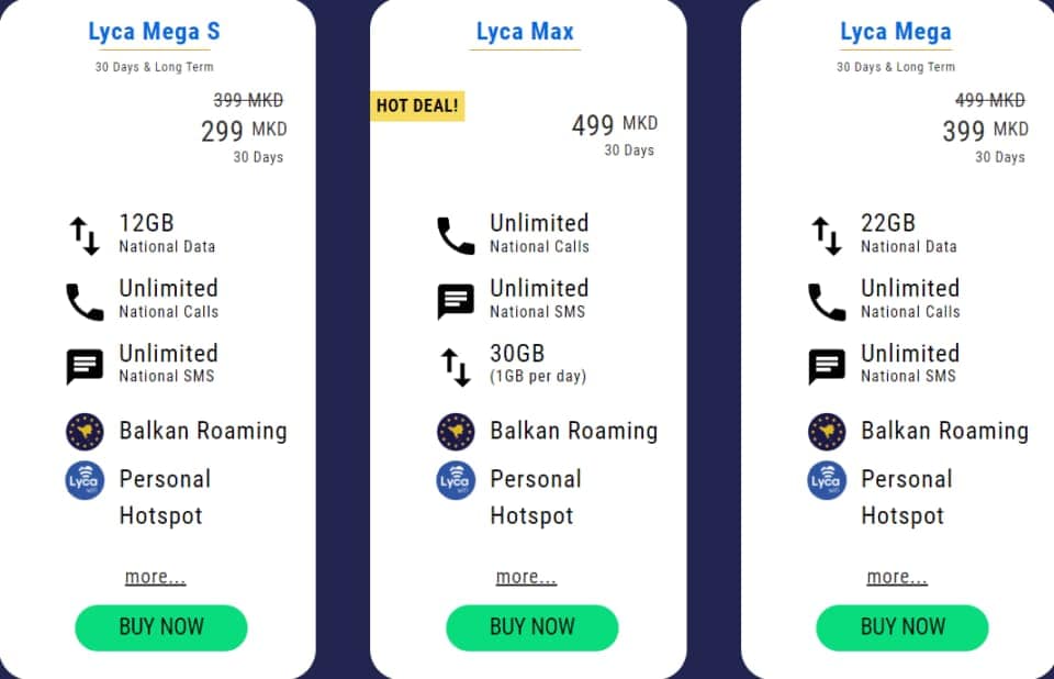 Lycamobile packages