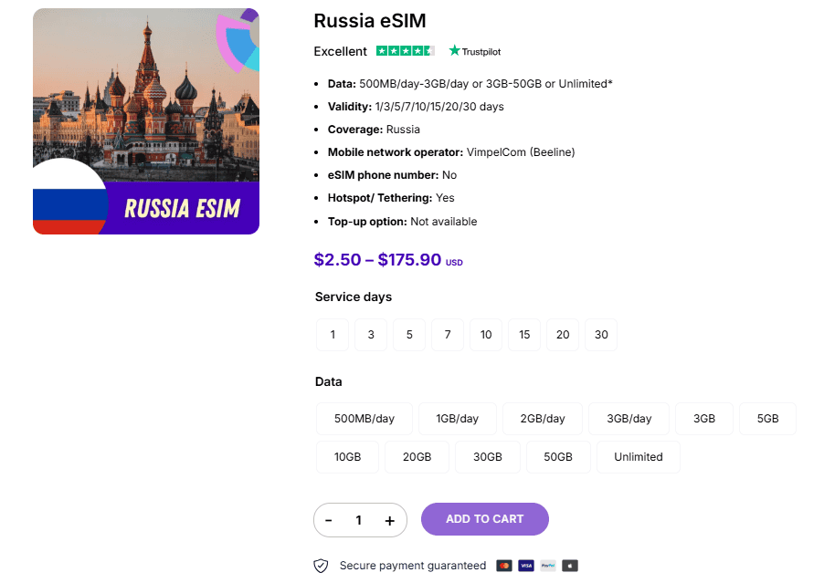 Buy a Russia eSIM online for instant connectivity while traveling.