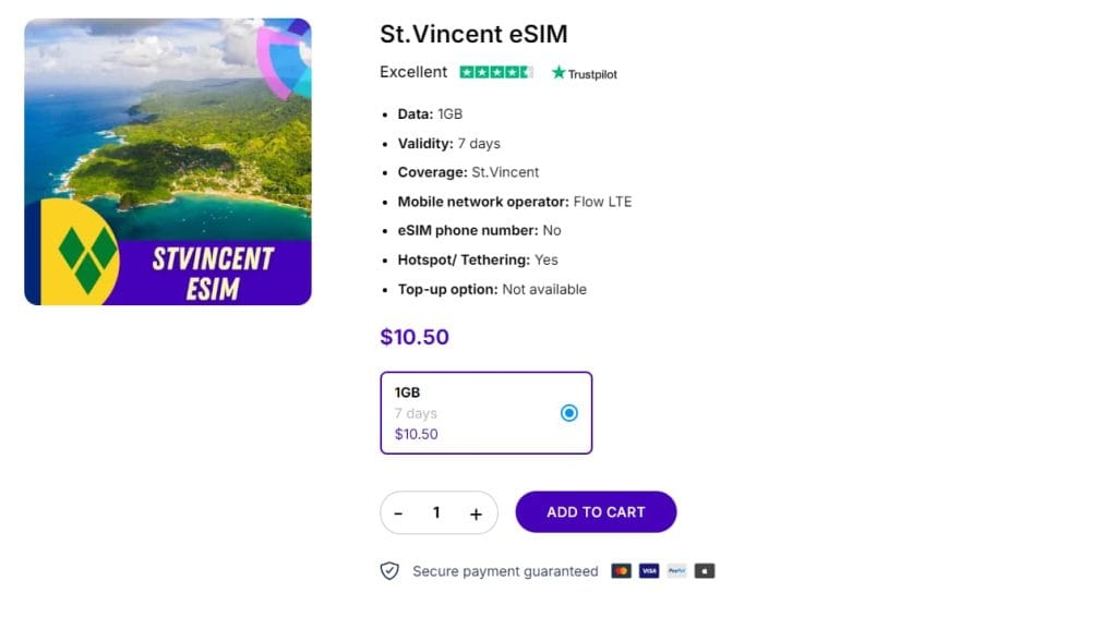 St.Vincent eSIMs from Gigago