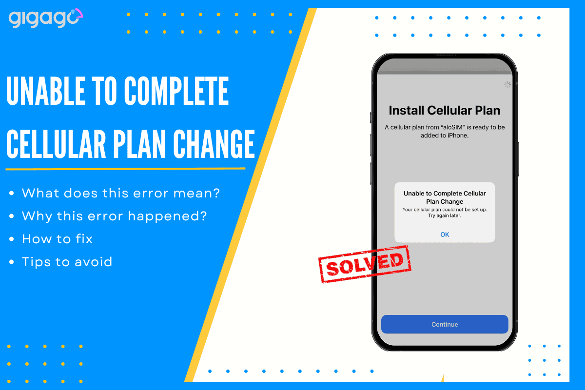 How to fix unable to complete cellular plan change error