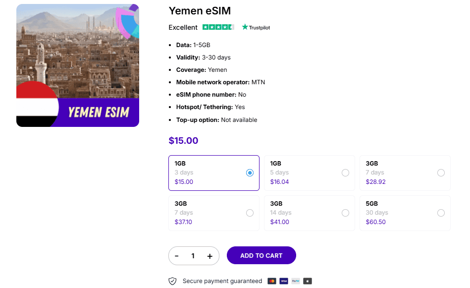 With a Yemen eSIM from Gigago, you can stay connected instantly.