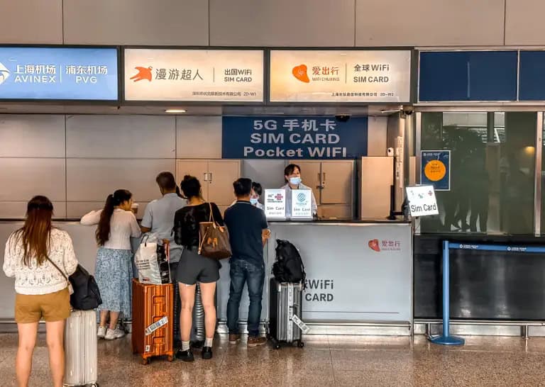 arrival hall counter at shanghai airport