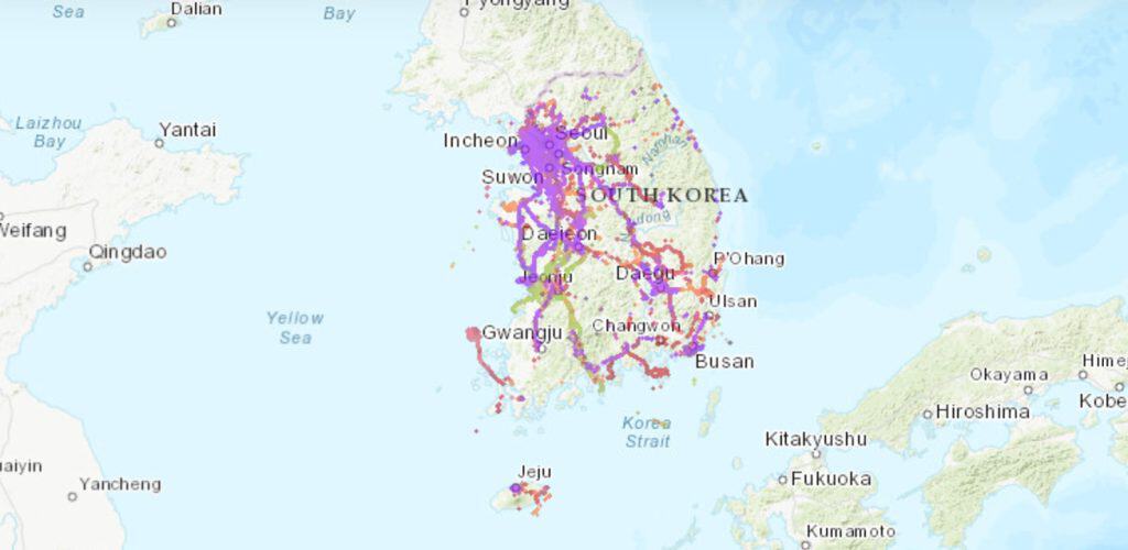 skt coverage map in south korea