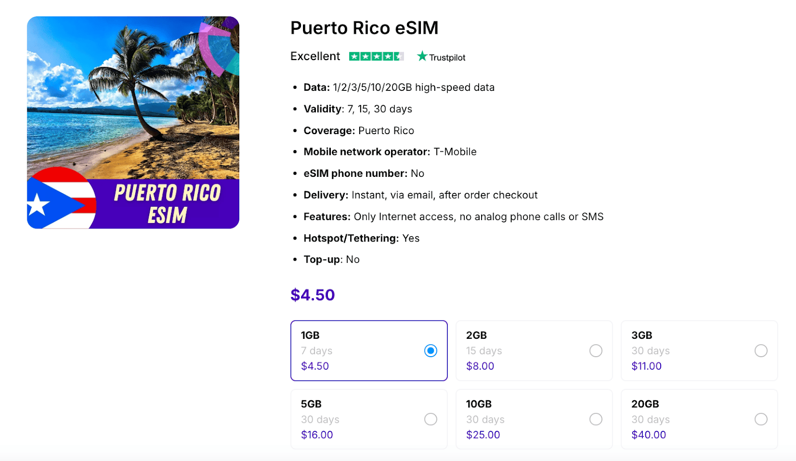 Puerto Rico eSIM by Gigago