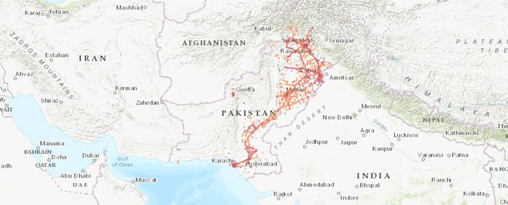 mobile coverage map of mobilink jazz pakistan