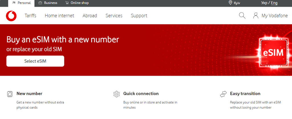 Vodafone eSIM service