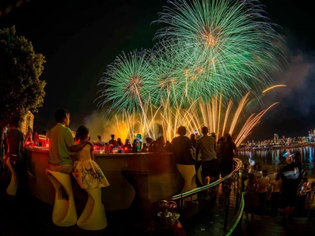 Rooftop view to see fireworks during DIFF in Da Nang Vietnam